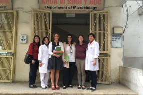 Vietnam Infection Control and Prevention staff and CDC-Vietnam staff meet with the directors of microbiology.
