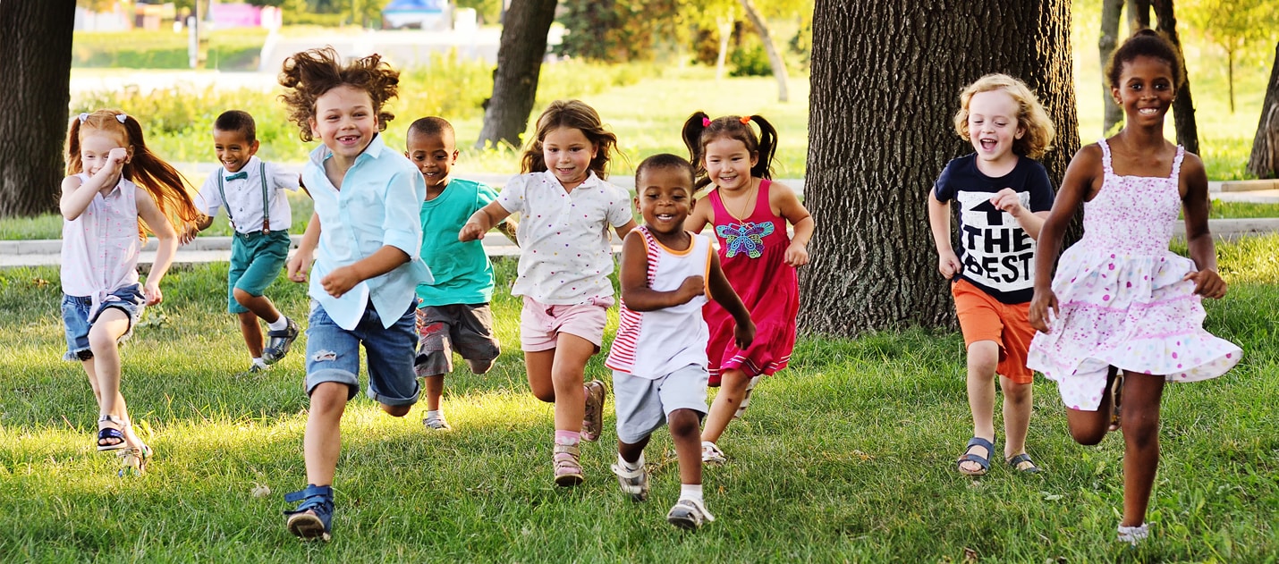 Happy children running