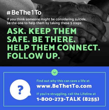 Screenshot of the #BeThe1To social media message