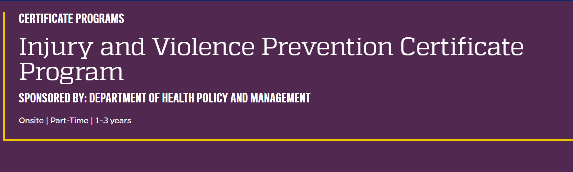 John Hopkins CIRP Injury and Violence Prevention Certificate Program