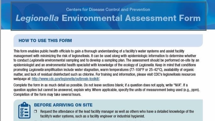 Top portion of the environmental assessment form.