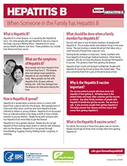 Snapshot of 'When Someone in the Family has Hepatitis B' fact sheet