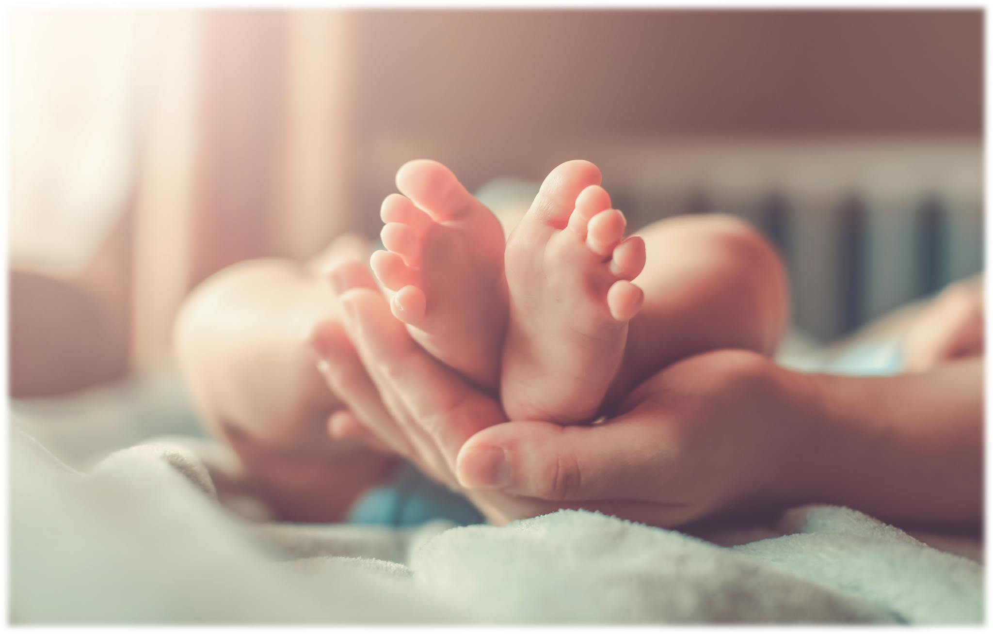 Decorative: Baby's feet in an adult's hand