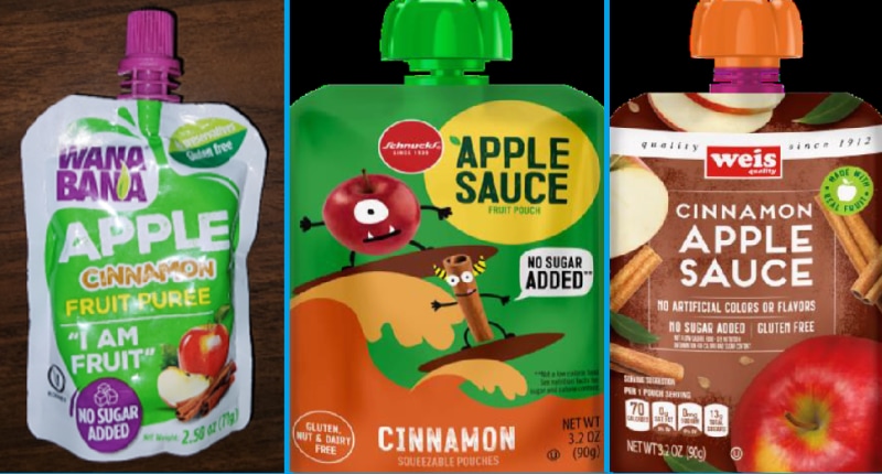 Recalled applesauce product packaging.