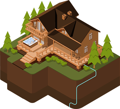 Illustration of a cabin rental property