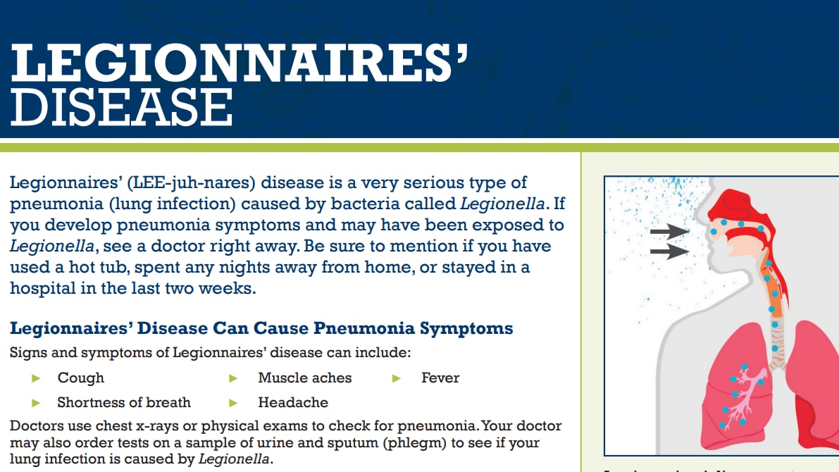 Thumbnail of fact sheet on Legionnaires' disease.