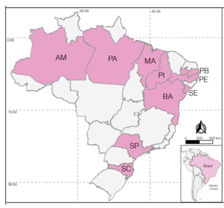 Map of Brazil showing distribution of variant