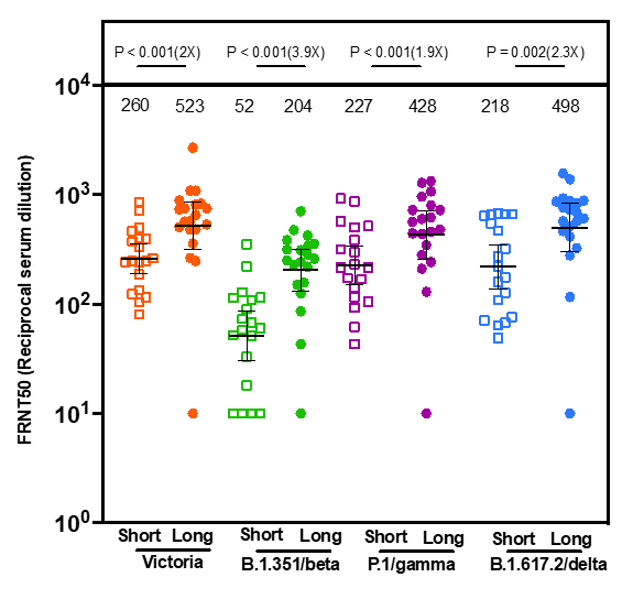 Chart showing neutralizing antibodies by intervals between vaccine doses