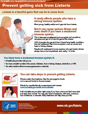 Prevent getting sick from Listeria: Weakened Immunity