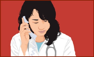 Illustration of a healthcare provider on the phone.