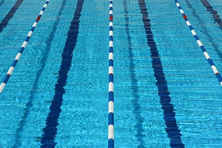Large swimming pool with lane markers
