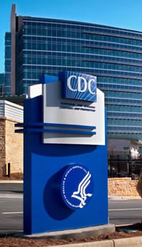 Front entrance of Centers for Disease Control and Prevention in Atlanta, Georgia.