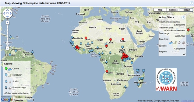 This map summarizes the available data from 2000 %26ndash; 2012 describing chloroquine resistance in Africa. The map was generated by the WWARN Explorer, a product of the Worldwide Antimalarial Resistance Network, www.wwarn.org.