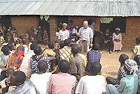 Tom Miller conducting Sunday school in Nigeria, December 2004.
