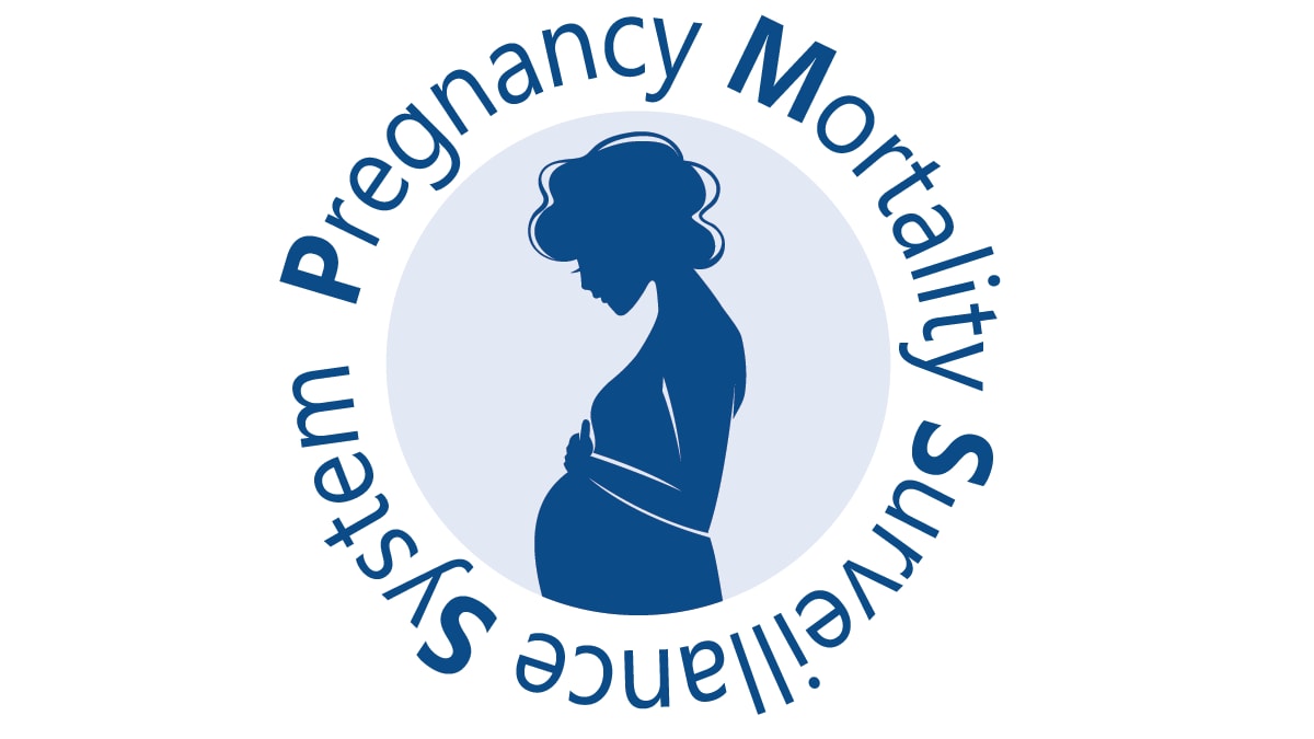 Pregnancy Mortality Surveillance System logo with icon of pregnant woman