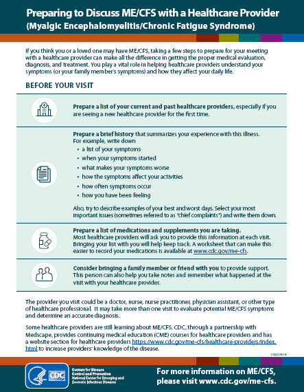 ME/CFS handout with 3 symptoms