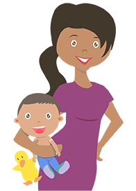 illustration or mother holding child