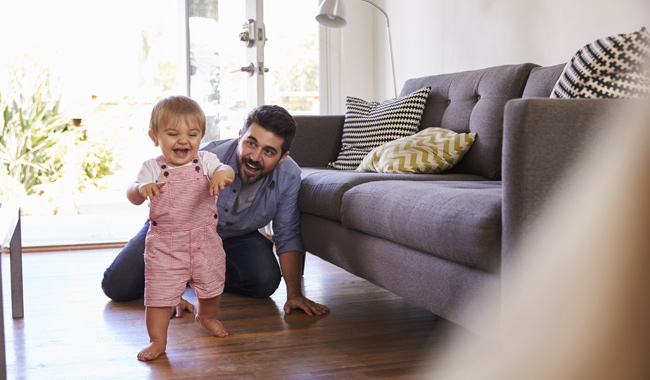 father and daughter playing