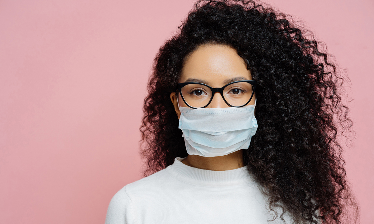 woman wearing mask