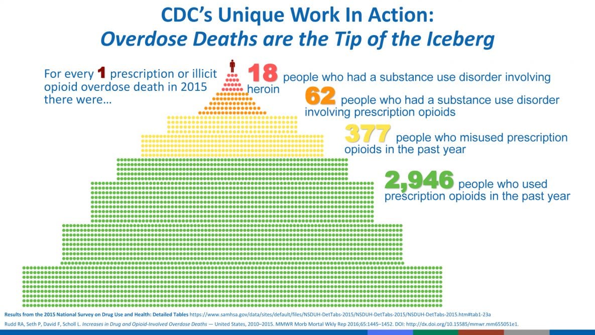 Infographic: CDC's Unique Work in Action. Overdose Deaths are the Tip of the Iceberg
