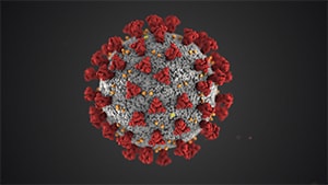 Illustration of the COVID-19 virus with black background