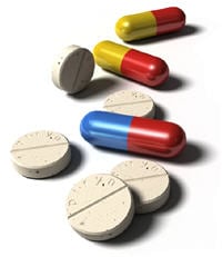 variety of pills scattered around