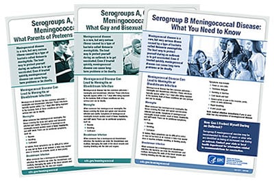 Collection of 3 Meningococcal disease fact sheets