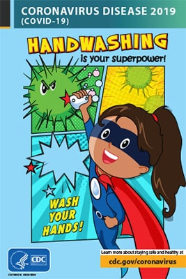 Super-Girl with handwashing as her super power