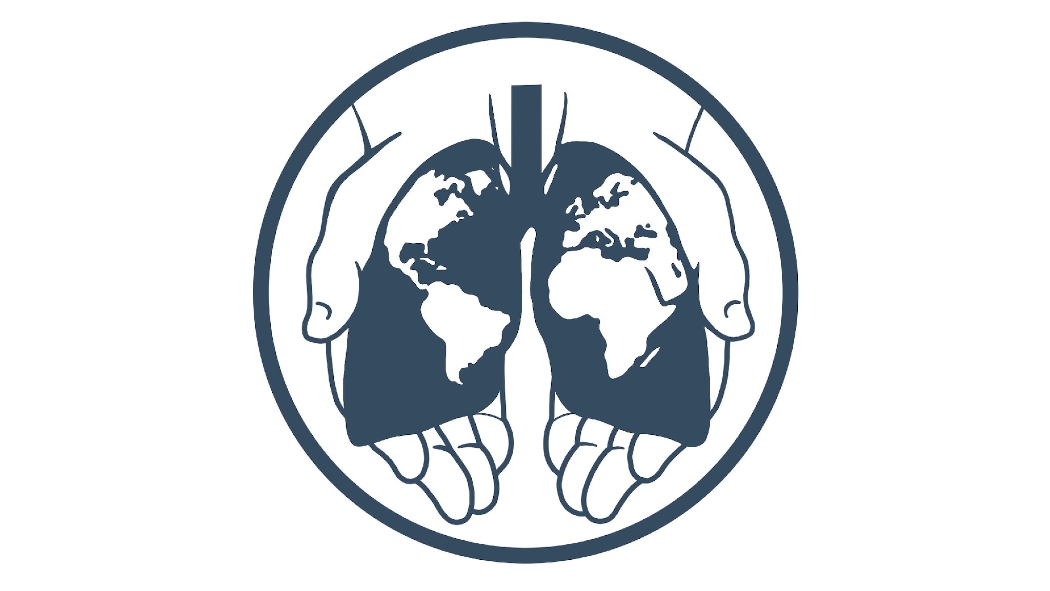 CureTB graphic of world map shaped as lungs held in hands