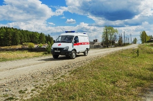 ambulance on rural road