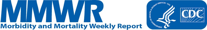 Department of Health and Human Services, Centers for Disease Control and Prevention, and Morbidity and Mortality Weekly Report logos