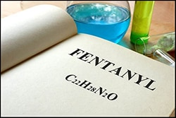 The figure above is a photograph showing a notebook with the word “fentanyl” and the drug’s chemical formula.