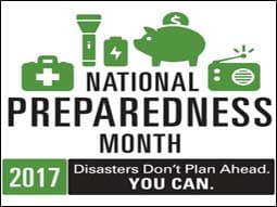 The figure above is a poster with the official logo for National Preparedness Month.