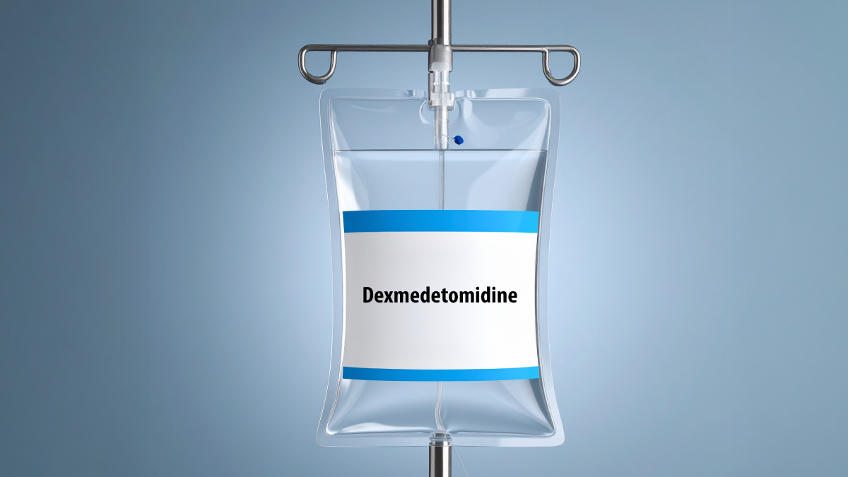 Overdoses Involving Medetomidine Mixed with Opioids — Chicago, Illinois, May 2024 The image shows an IV bag labeled “Dexmedetomidine