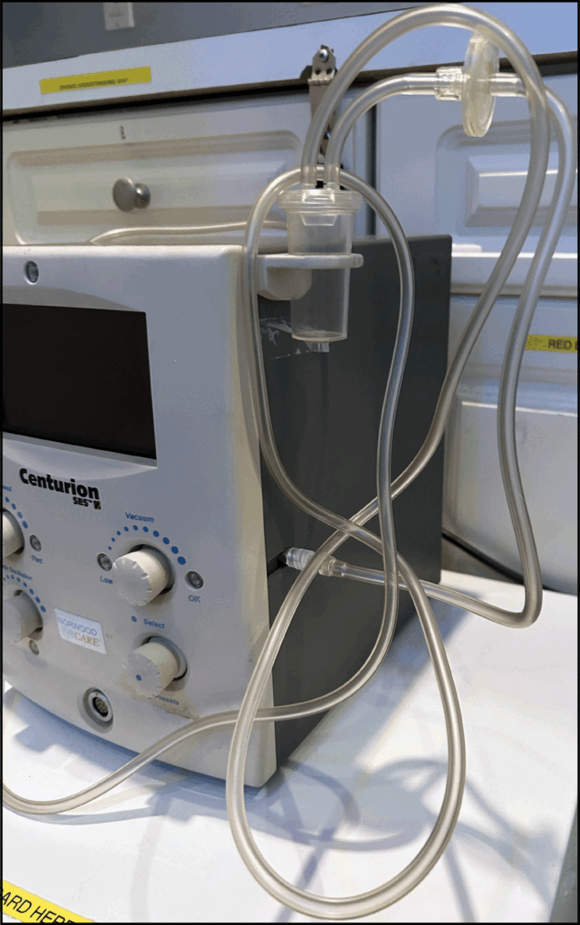The figure is a photograph of an Epikeratome machine and single-use tubing from the ophthalmology clinic in New York City in December 2024