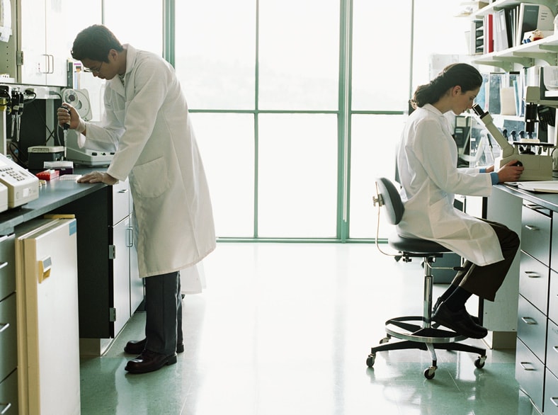 Lab workers finish examining samples that will confirm the source of the rash.