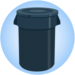 Illustration of a covered trash can to keep mosquitoes out.