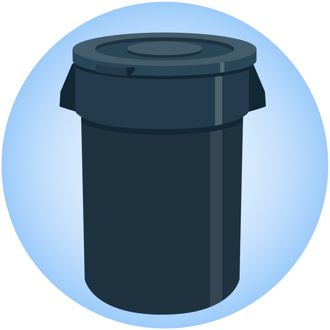 Illustration of a covered trash can to keep mosquitoes out.