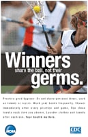 Winners share the ball, not their germs poster.