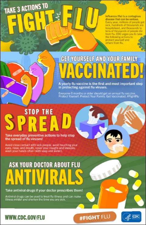 Take 3 Actions to Fight Flu poster