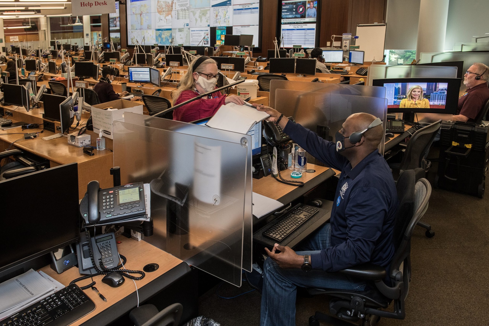 CDC staff working in the EOC during the COVID-19 pandemic response.