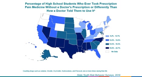 Percentage of High School Students Who Ever Took Prescription Pain Medicine Without a Doctor’s Prescription or Differently Than How a Doctor Told Them to Use It*