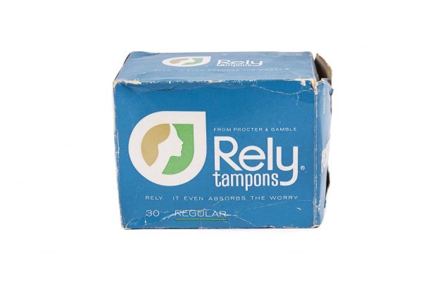 Front of Rely tampon box