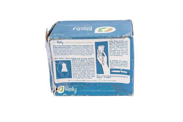 Back of Rely tampon box
