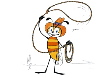 Wellbee dressed as a cowboy with a lasso