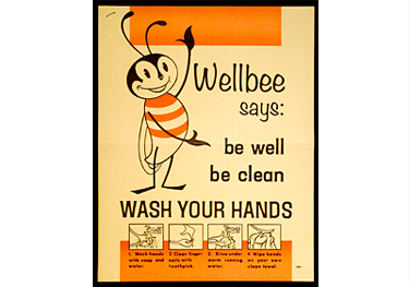 Wellbee says: be well, be clean, wash your hands
