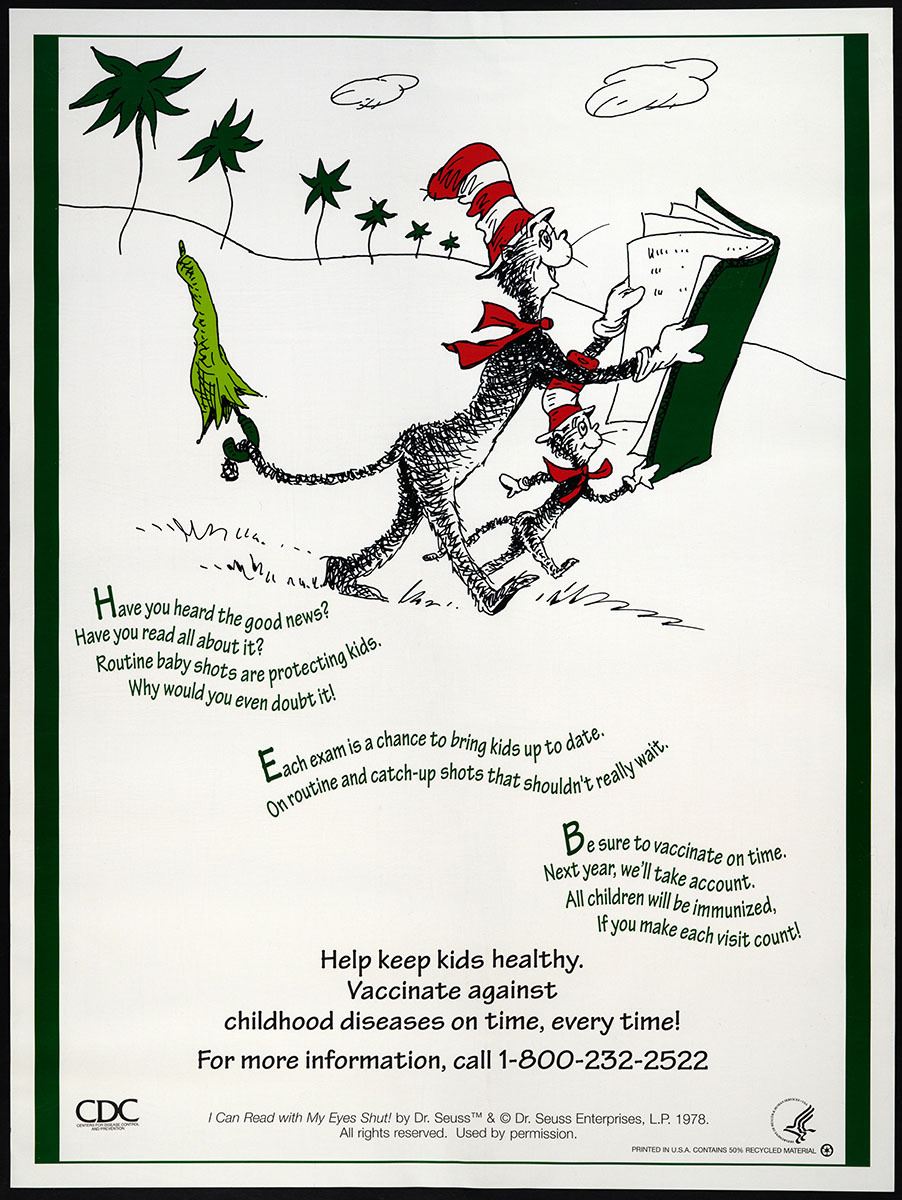 1995.338 seuss vaccine poster The Cat in the Hat illustration