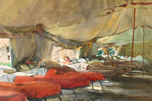 Interior of a Hospital Tent Watercolor