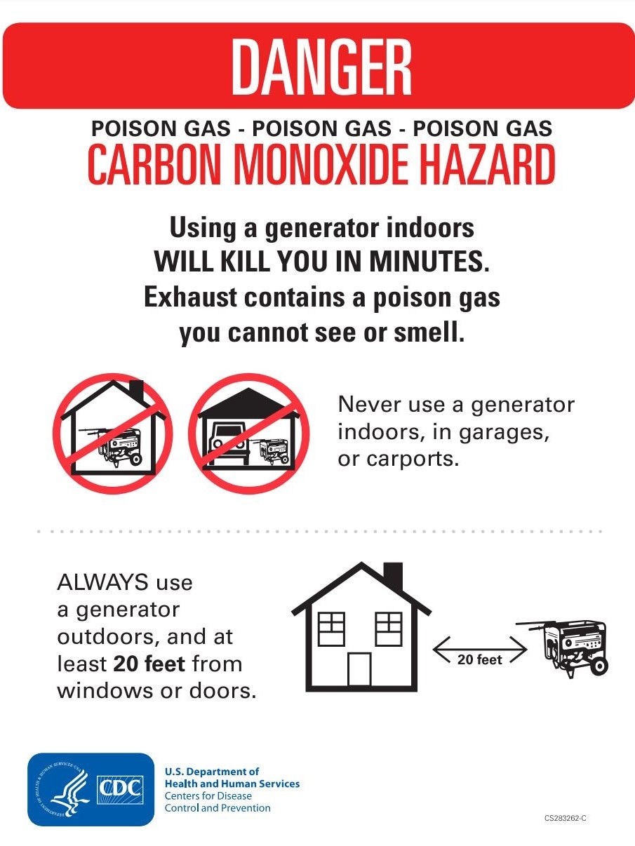 Carbon Monoxide Hazard: Using a Generator (Pictogram Flyer)