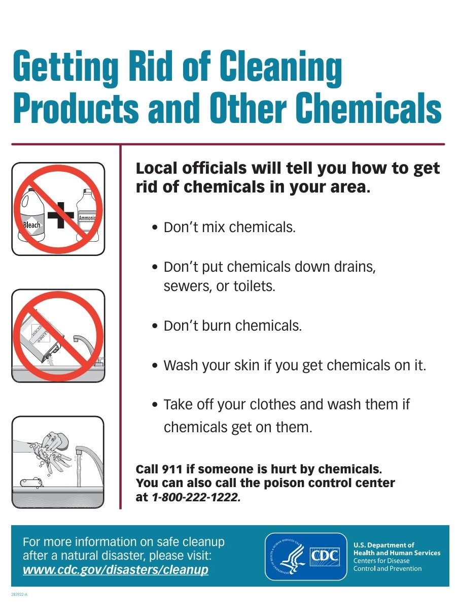 Factsheet on how to safely remove chemicals and cleaning products